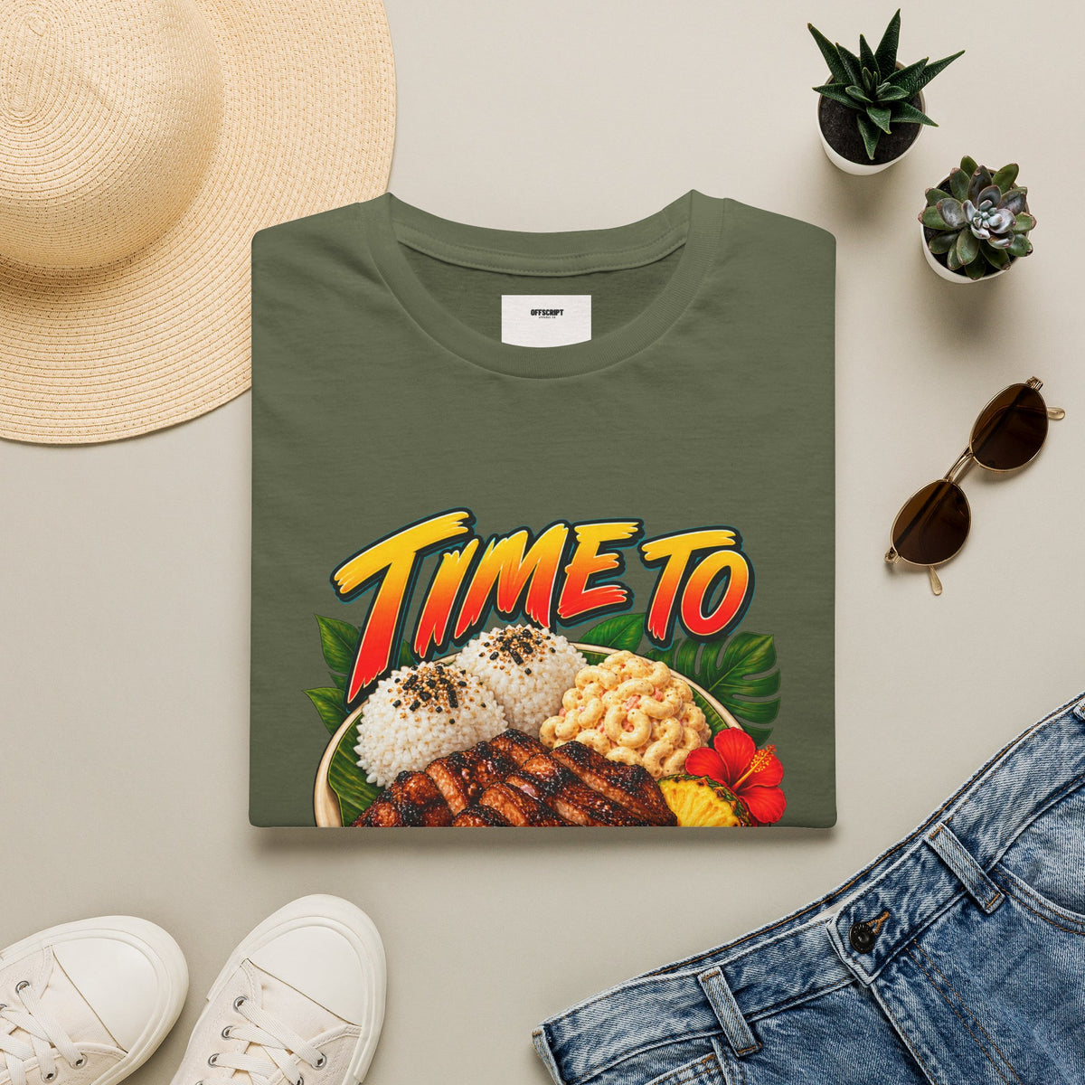 Time To Grind T-Shirt — Hawaiian Plate BBQ Graphic Tee