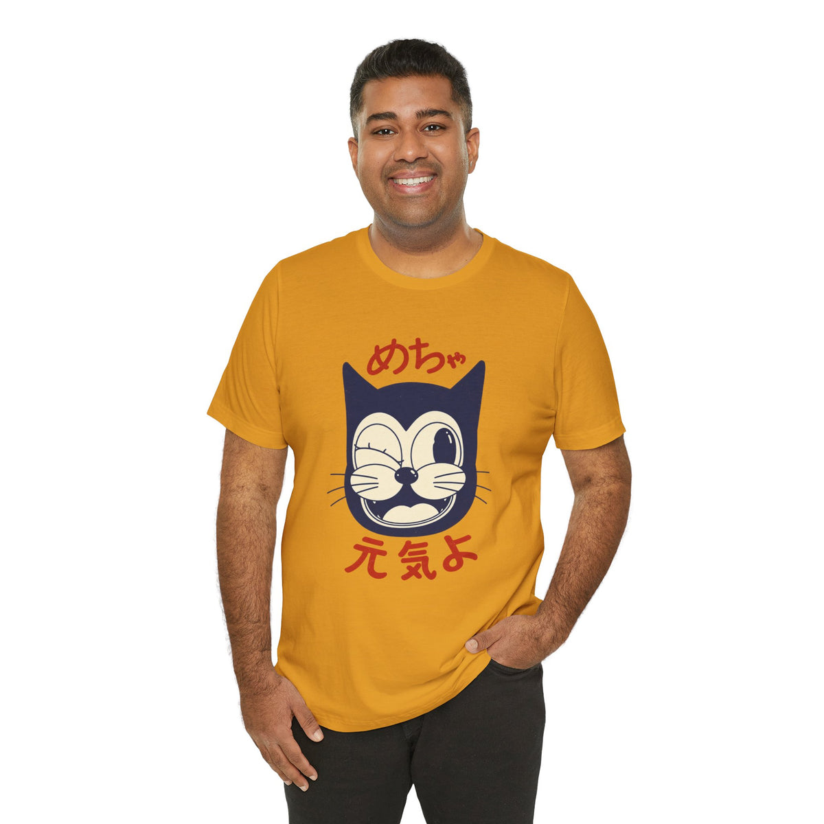 Japanese Lucky Cat T-Shirt – “めちゃ元気よ” Maneki Neko Graphic Tee
