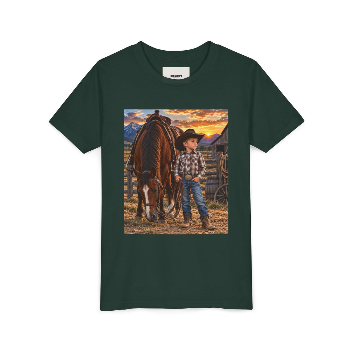 Youth Western Cowboy Tee — Little Cowboy & Horse Graphic Shirt