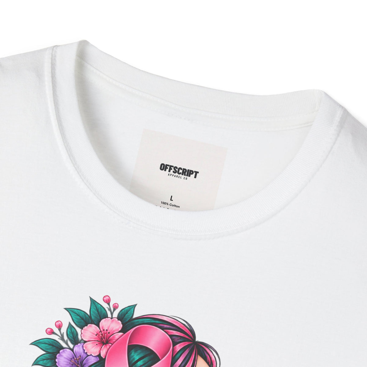 Women's Cancer Awareness T-Shirt — Pink Ribbon Floral Support Tee