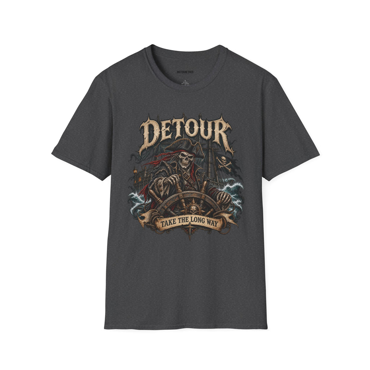 Detour Skull T-Shirt — "Take the Long Way" Vintage Biker Graphic Tee