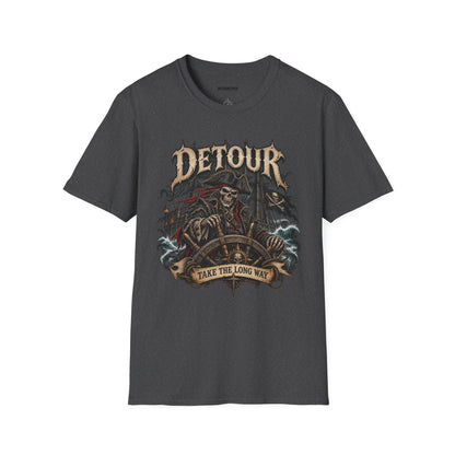 Detour Skull T-Shirt — "Take the Long Way" Vintage Biker Graphic Tee