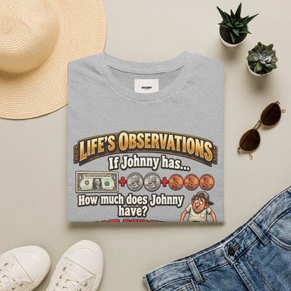 Life's Observations "If Johnny Has..." Graphic T-Shirt — Funny Money Puzzle Tee