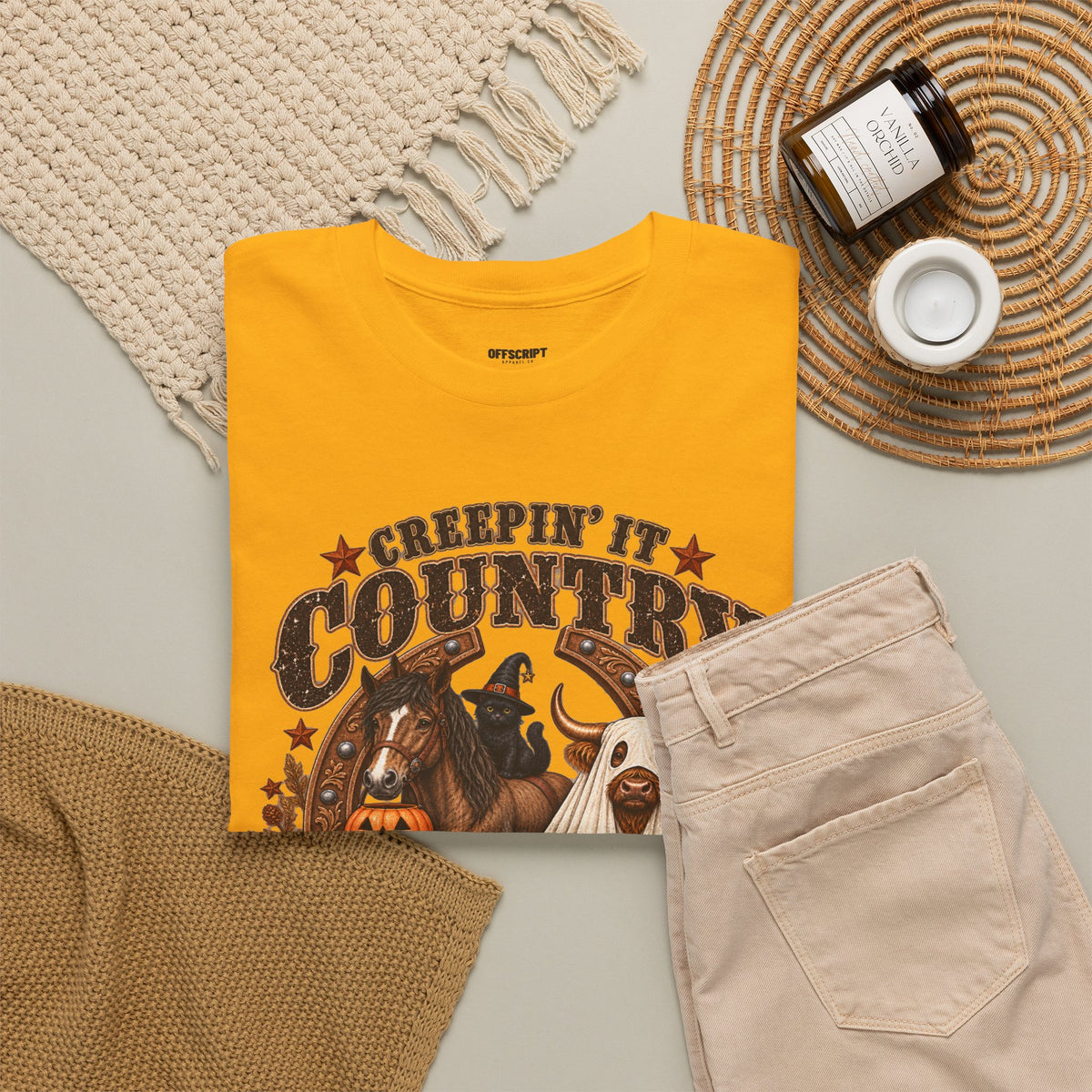 Country Halloween Tee — "Keepin' It Country Boo Y'all" Farm Animal Pumpkin T-Shirt