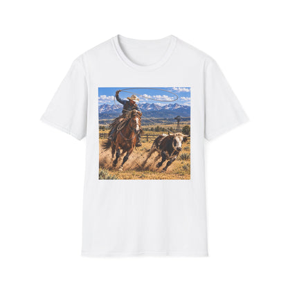 Cowboy Roping Photo T-Shirt — Western Ranch Scenic Tee