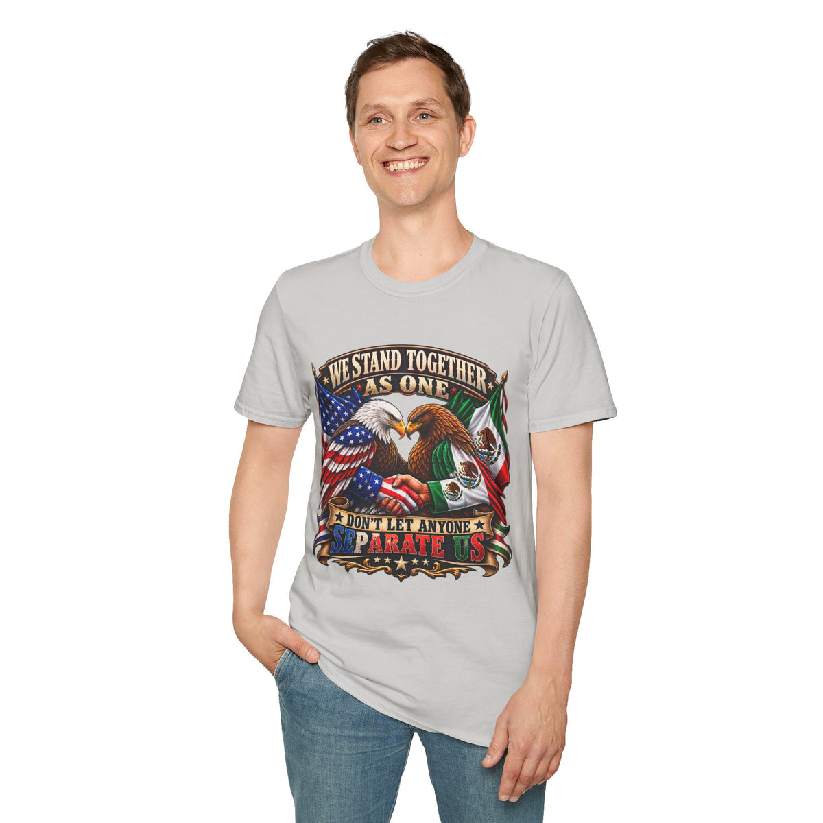 We Stand Together As One Eagle T-Shirt — USA & Mexico Unity Patriotic Tee