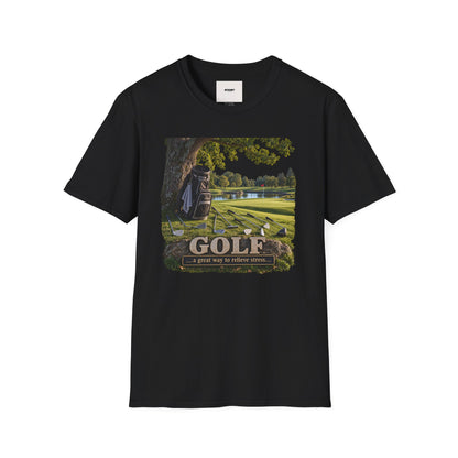 Golf Course Scene T‑Shirt — 'GOLF' Scenic Golfing Graphic Tee