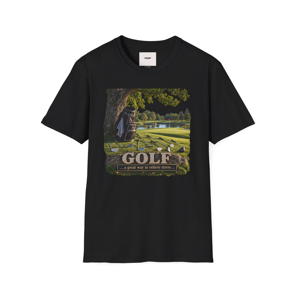 Golf Course Scene T‑Shirt — 'GOLF' Scenic Golfing Graphic Tee