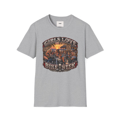 Girls Love Bike Week T-Shirt — Biker Bar Sunset Graphic Tee