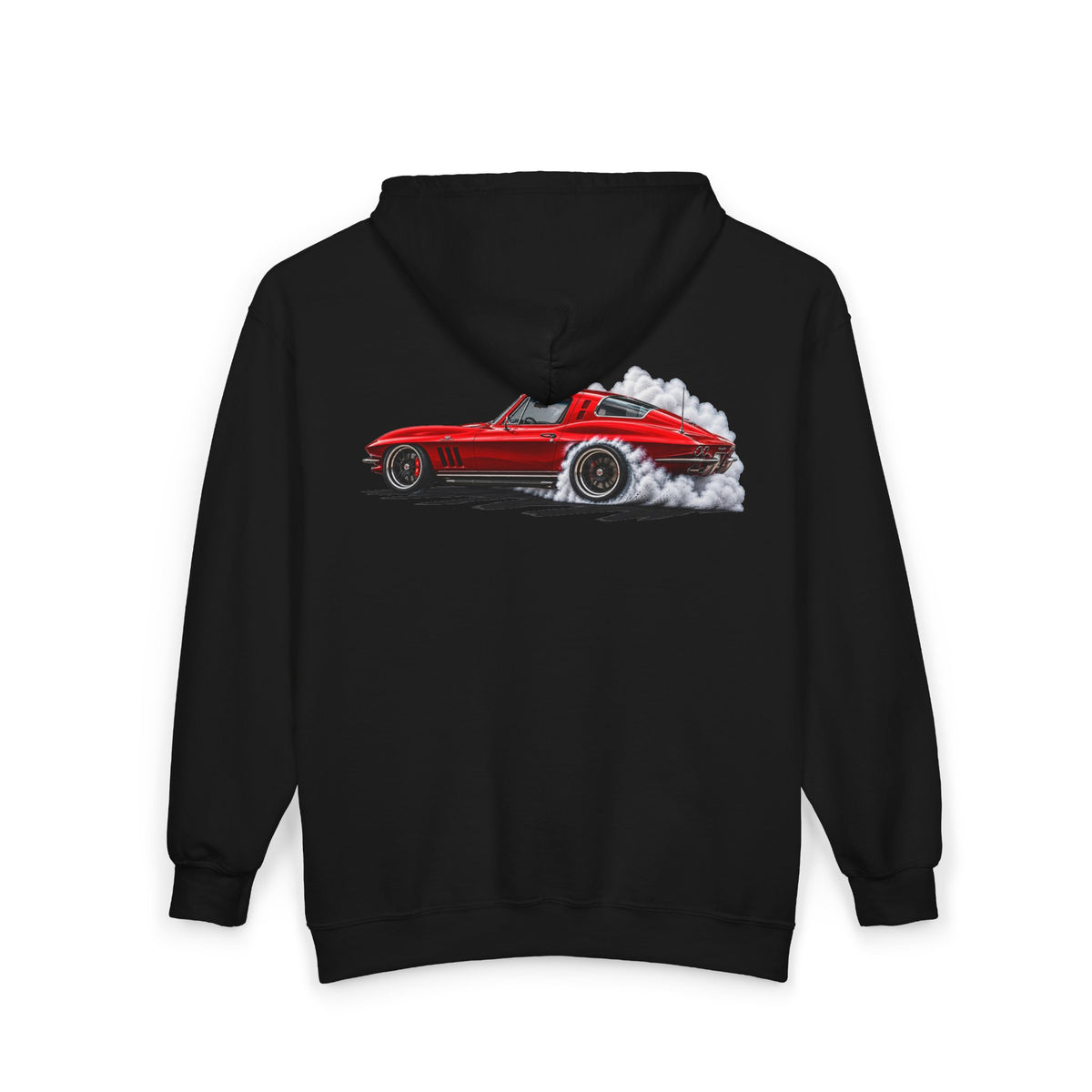 Classic Red Corvette Burnout Zip Hoodie