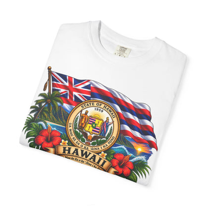 Hawaii State Seal Tee — Vintage Hawaiian Flag & Hibiscus T-Shirt