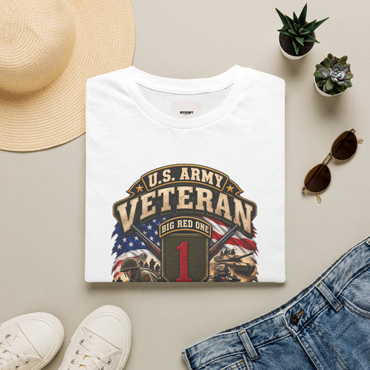 U.S. Army Veteran T-Shirt — "Big Red One" 1st Infantry Division Military Tribute