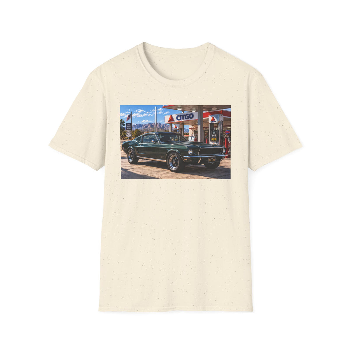 Classic Mustang Gas Station Tee — Retro Muscle Car T-Shirt