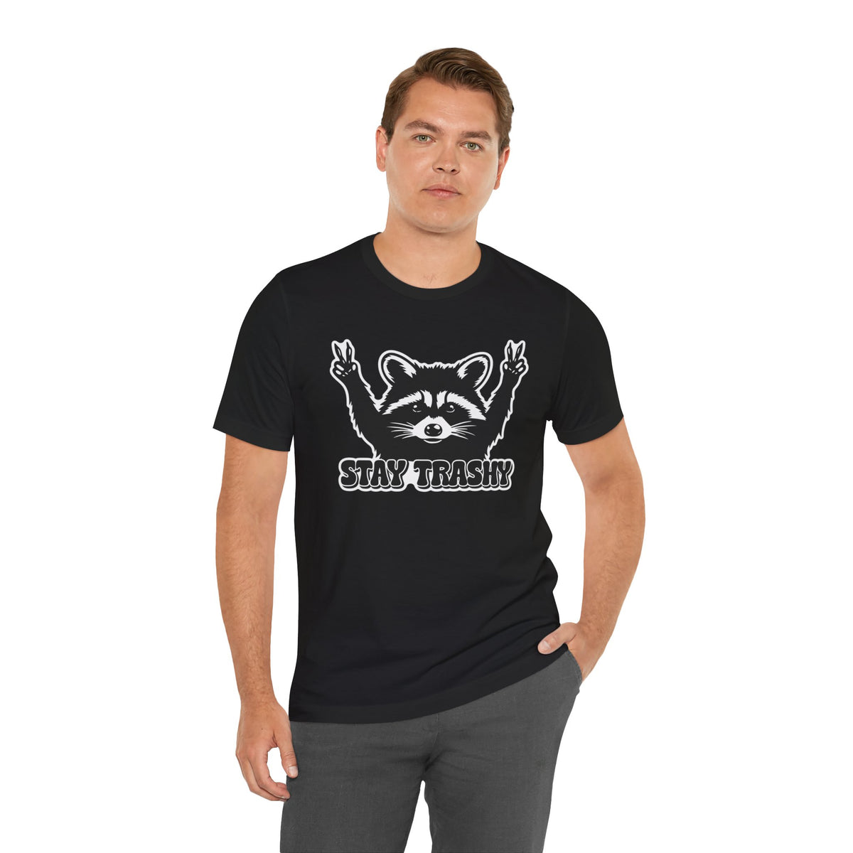 Stay Trashy Raccoon Graphic T-Shirt