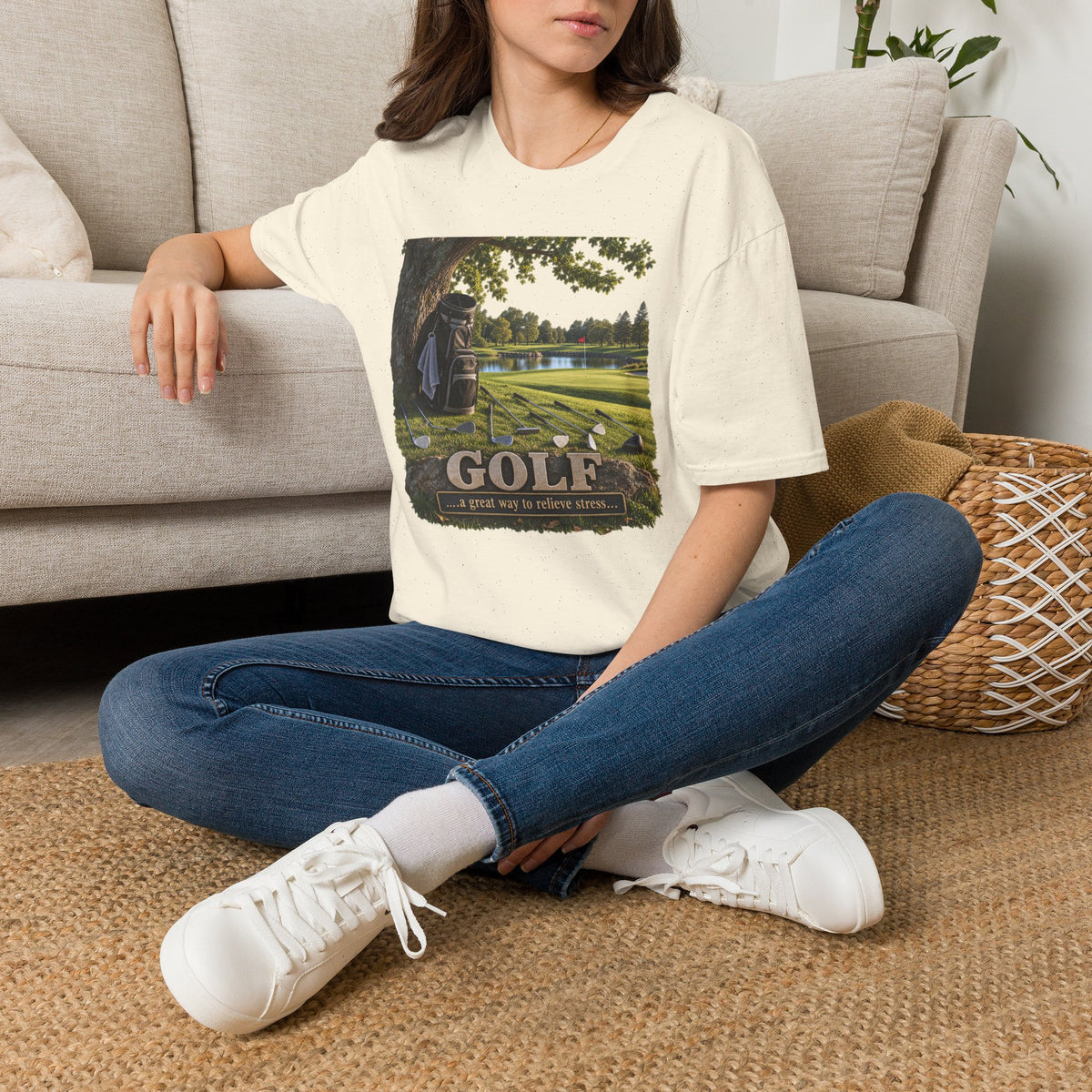 Golf Course Scene T‑Shirt — 'GOLF' Scenic Golfing Graphic Tee