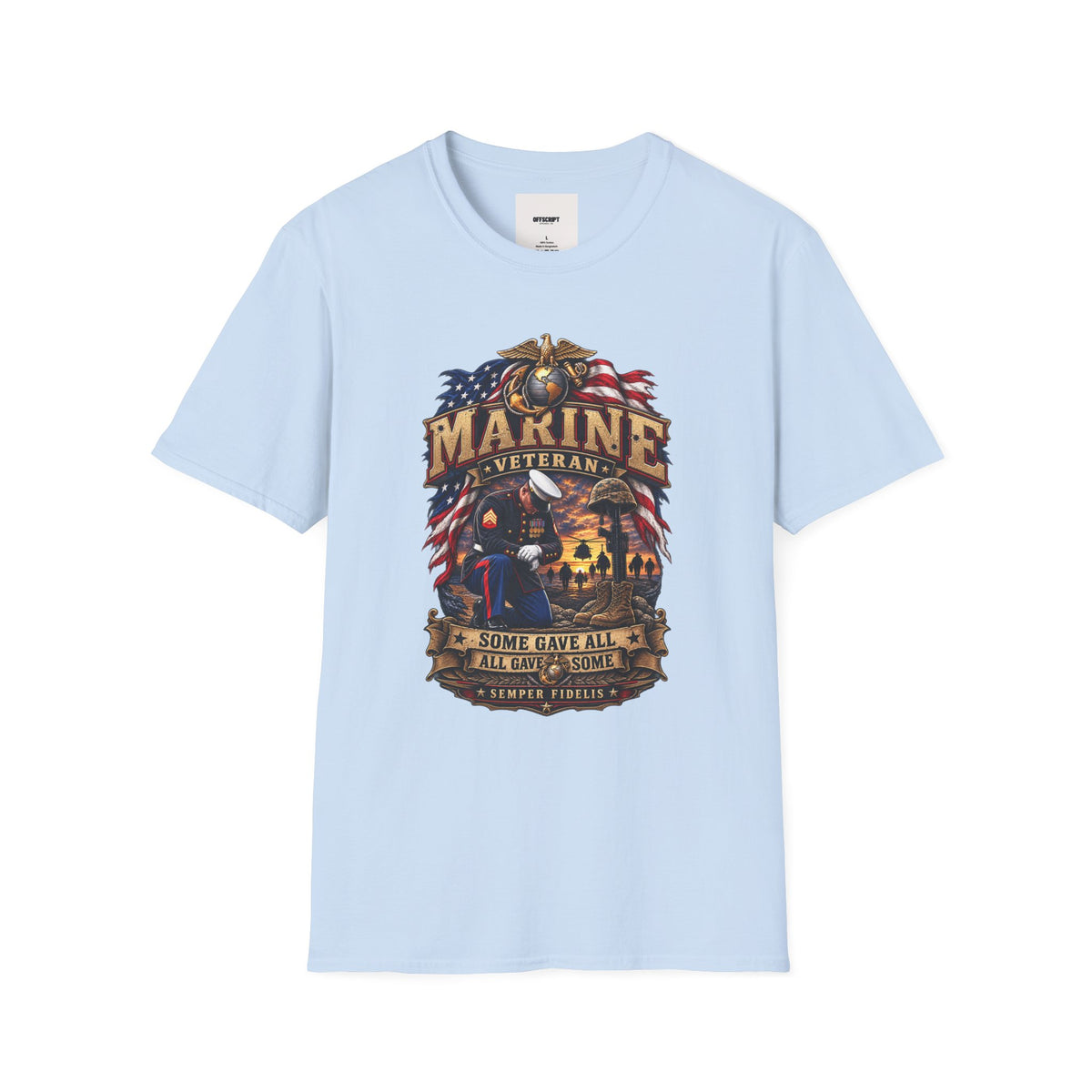 Marine Veteran T-Shirt — US Flag Eagle Emblem Military Tribute
