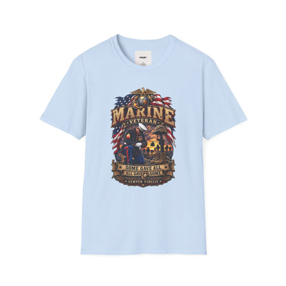 Marine Veteran T-Shirt — US Flag Eagle Emblem Military Tribute