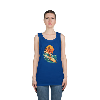Surfing Sunset Tank — Retro Surfer Graphic Tank Top