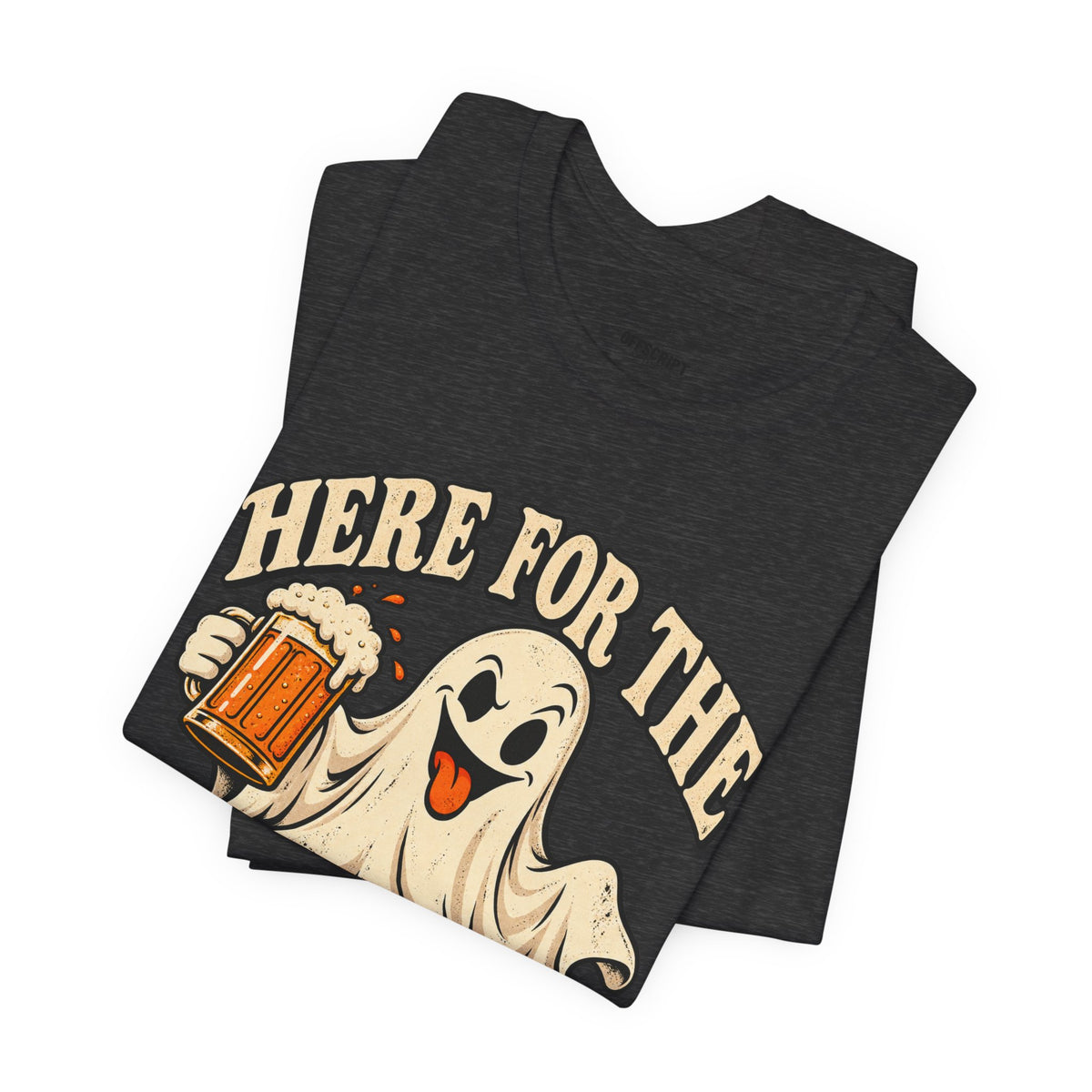 Here for the Boos Halloween T-Shirt — Ghost Drinking Beer Graphic Tee