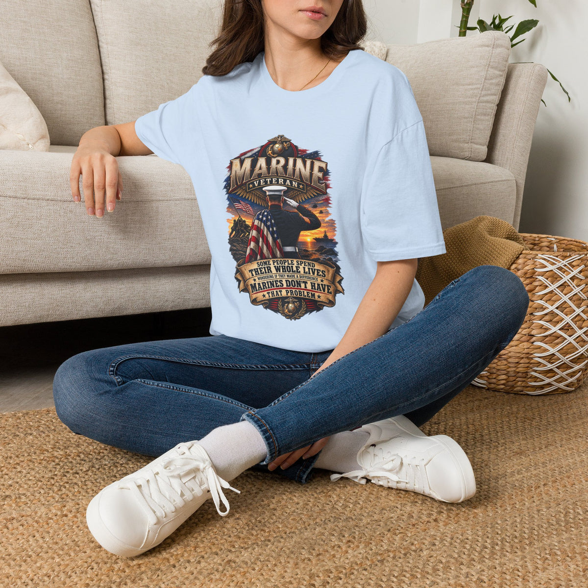 Marine Veteran T-Shirt — Proud USMC Eagle & Flag Tribute Tee