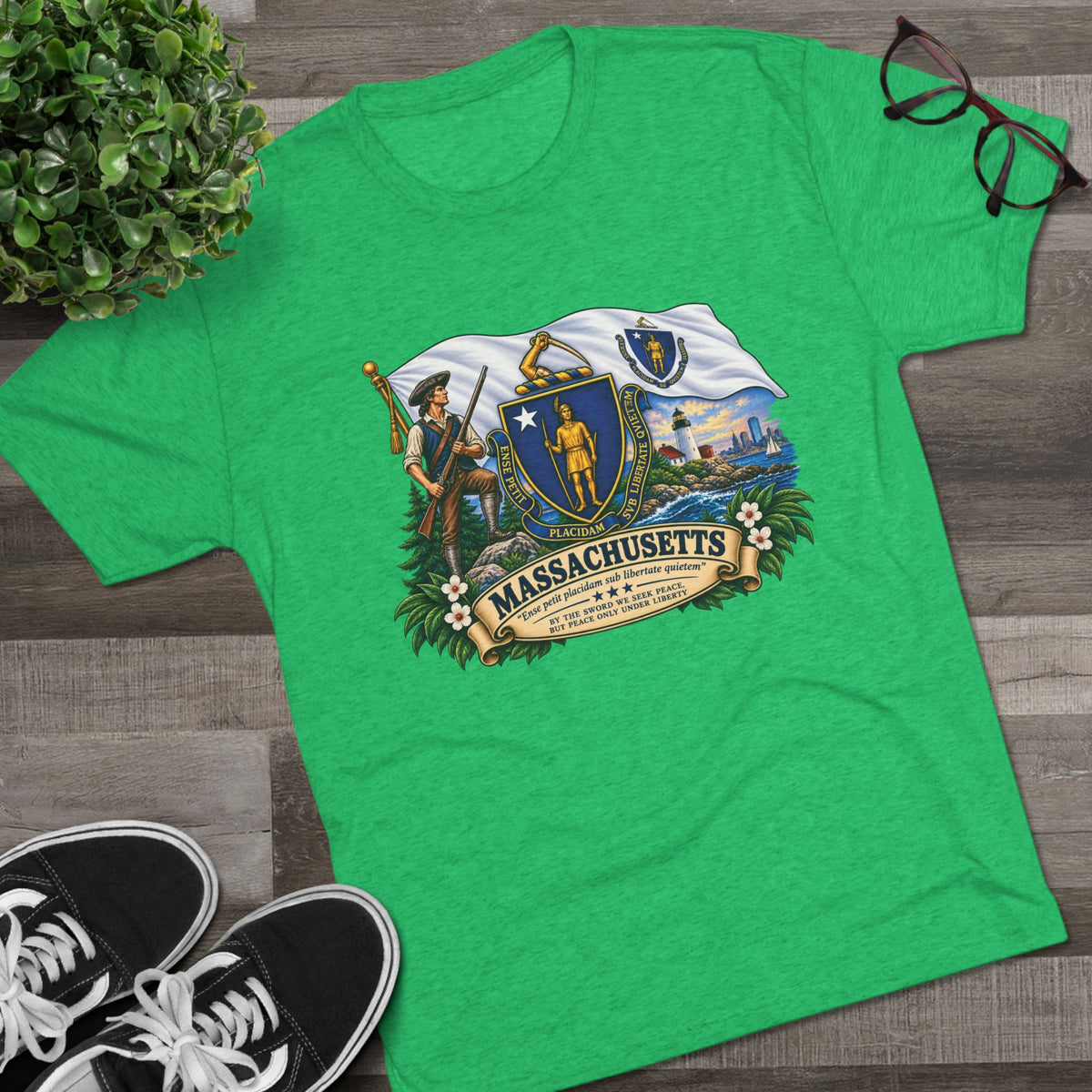 Massachusetts State Flag T‑Shirt — Vintage Coat of Arms Tee