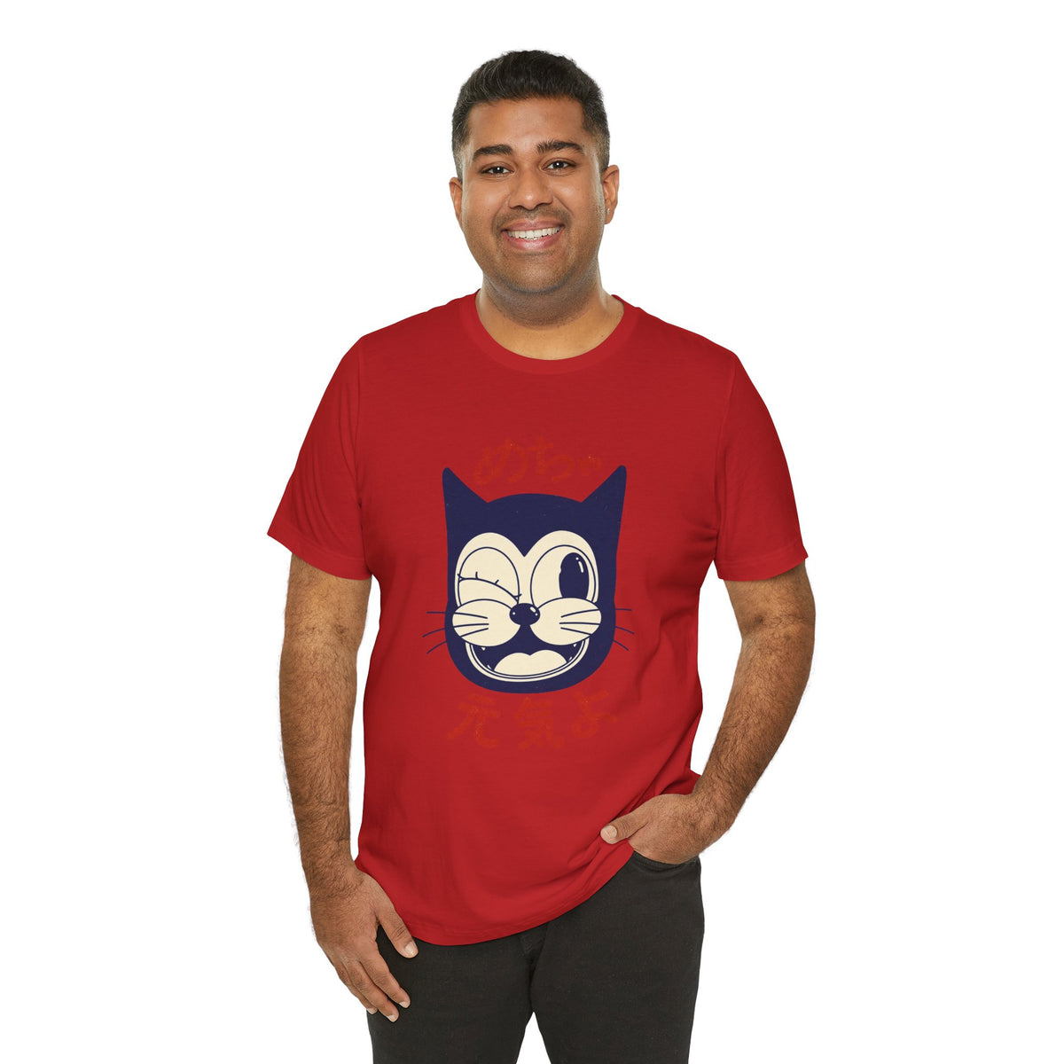 Japanese Lucky Cat T-Shirt – “めちゃ元気よ” Maneki Neko Graphic Tee