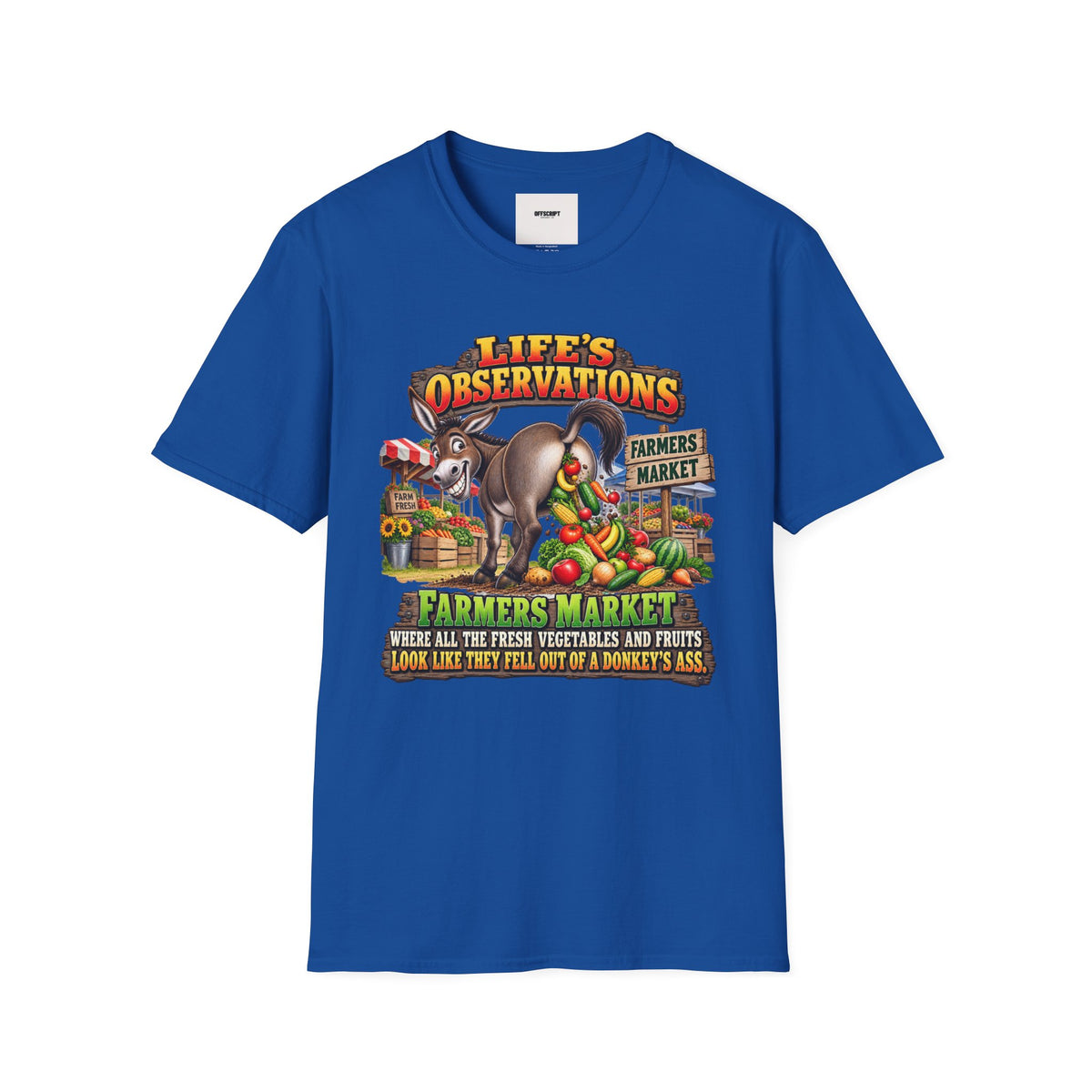 Life's Observations Farmers Market T-Shirt — Funny Donkey Produce Graphic Tee