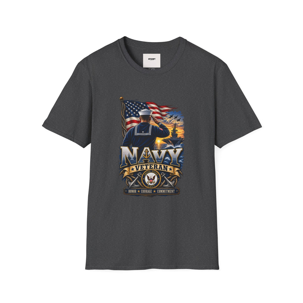 Navy Veteran Salute T‑Shirt – American Flag Military Tribute
