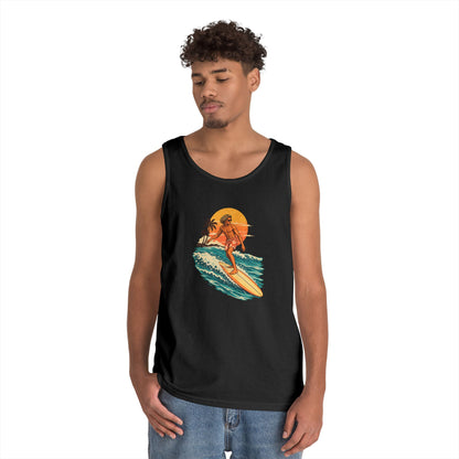 Surfing Sunset Tank — Retro Surfer Graphic Tank Top