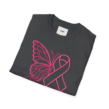 Breast Cancer Awareness Butterfly T-Shirt - Pink Ribbon Support Tee