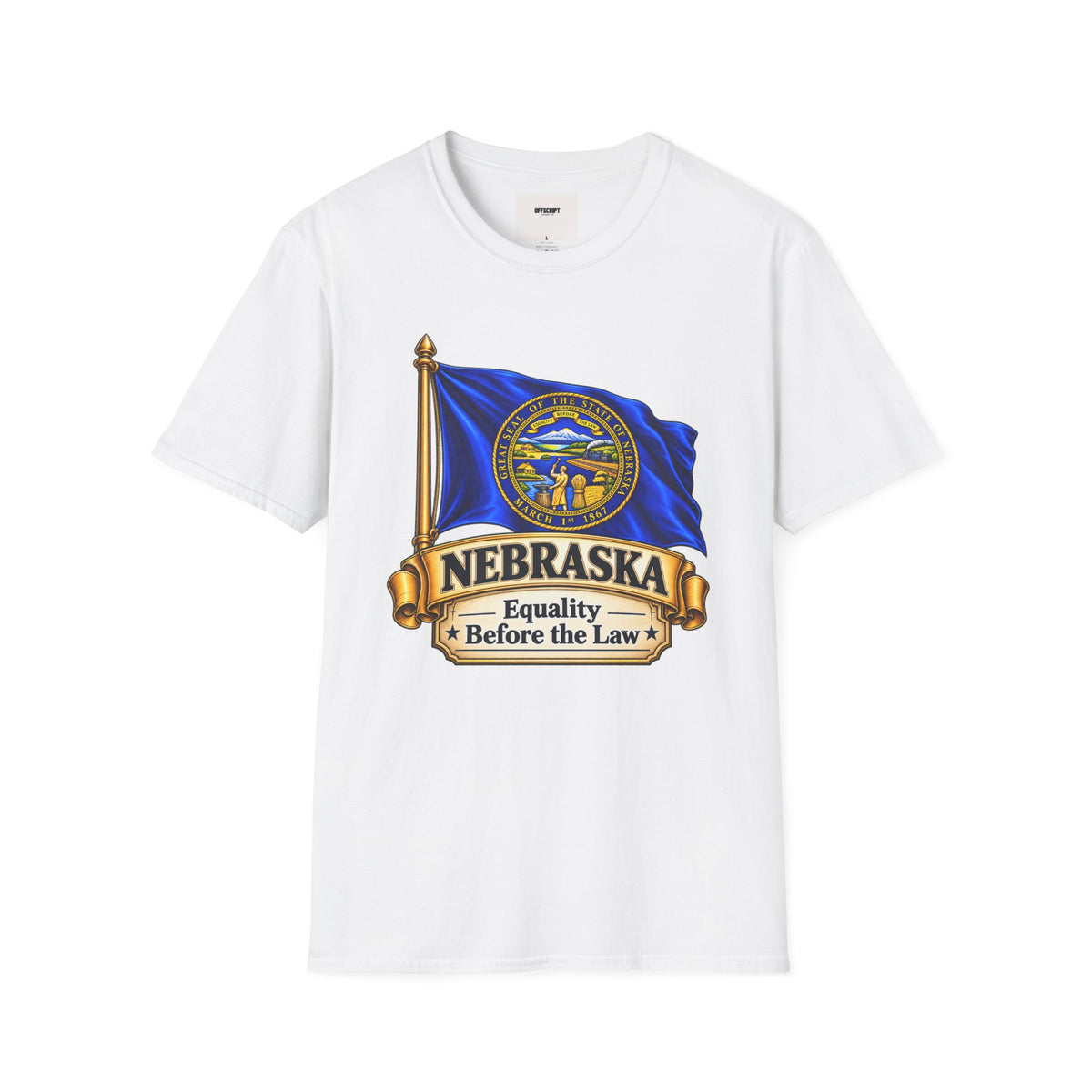 Nebraska State Flag T-Shirt — 'Equality Before the Law' Vintage Seal Tee