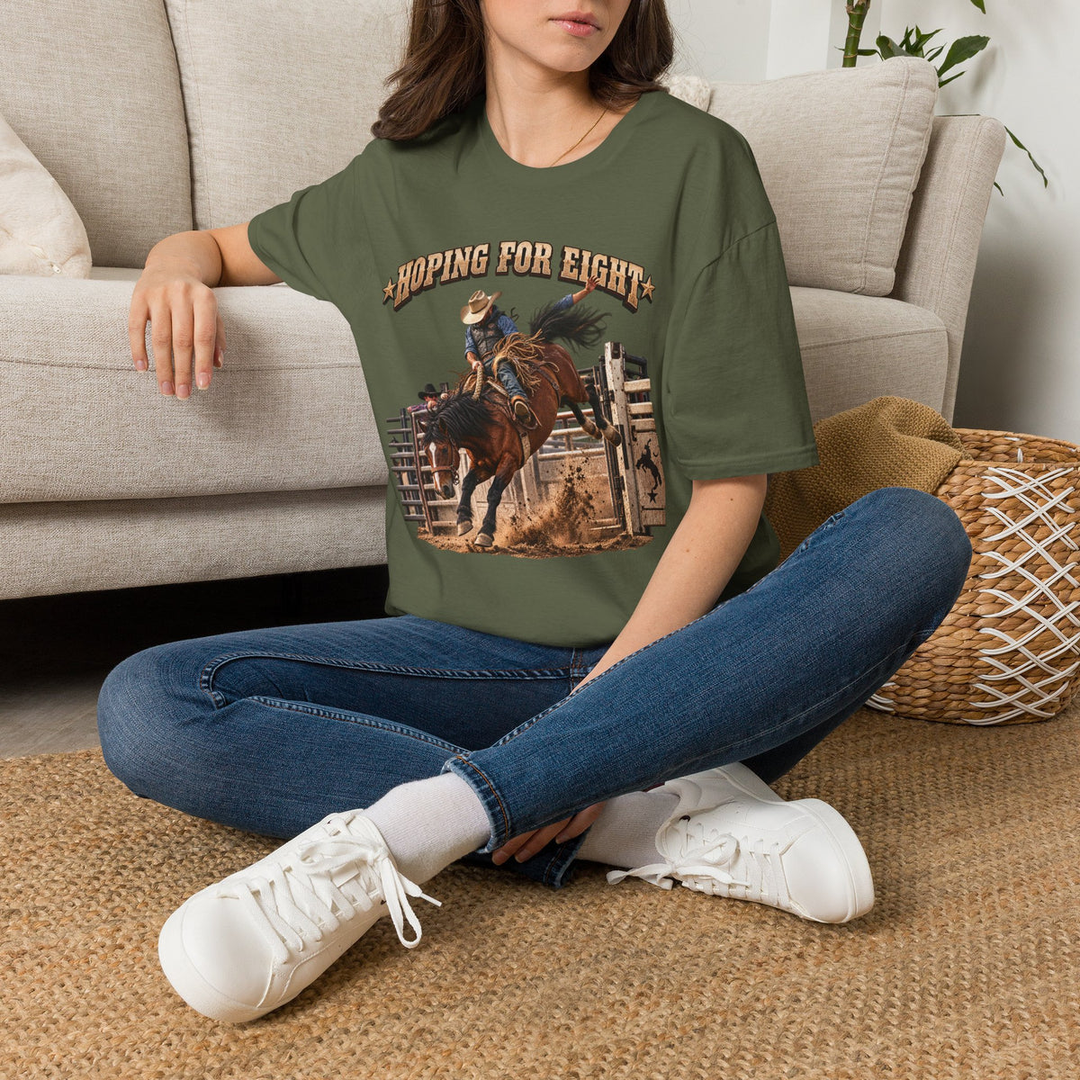 Hoping for Eight Rodeo T-Shirt — Bull Riding Western Tee