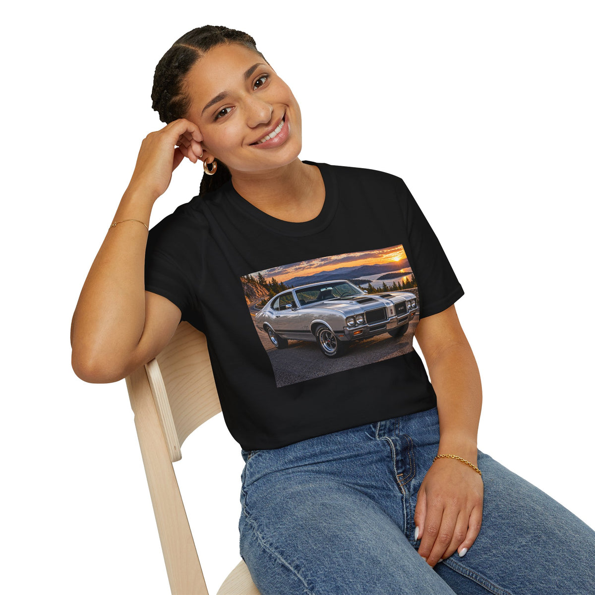 Classic Muscle Car T-Shirt – Vintage Oldsmobile Sunset Graphic Tee