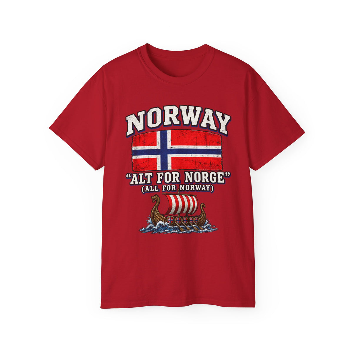 Norway Flag Viking Ship T‑Shirt — "Alt For Norge" Patriotic Tee