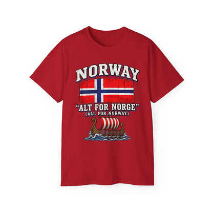 Norway Flag Viking Ship T‑Shirt — "Alt For Norge" Patriotic Tee