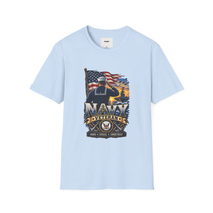 Navy Veteran Salute T‑Shirt – American Flag Military Tribute