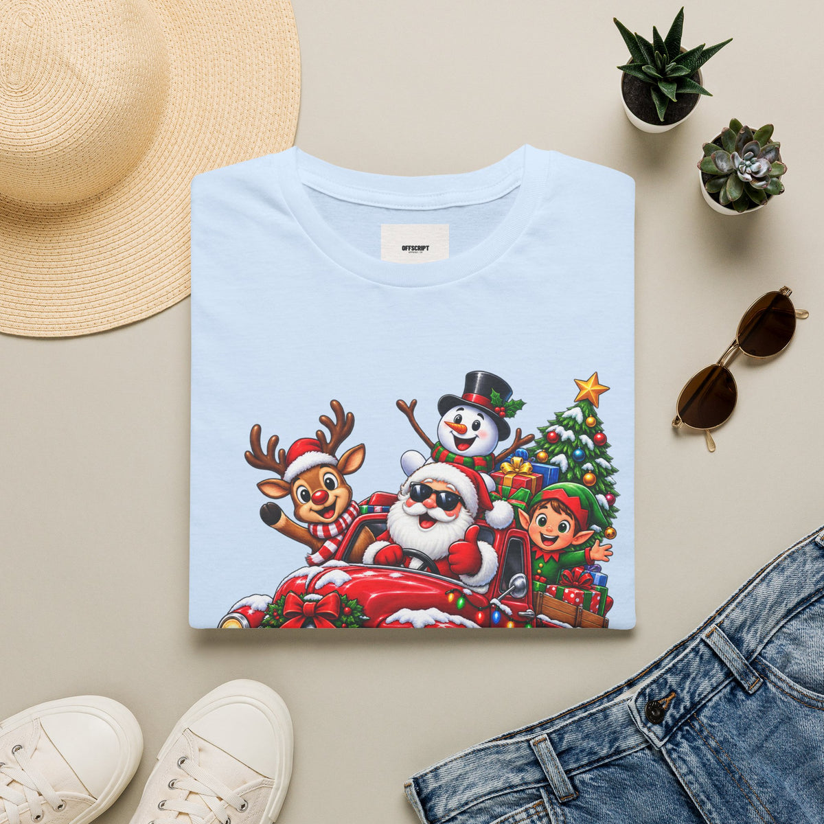 Christmas Crew T‑Shirt — Santa, Reindeer & Snowman Holiday Tee