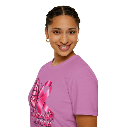 Pink Ribbon Butterfly Breast Cancer Awareness T-Shirt | Support Ribbon Tee