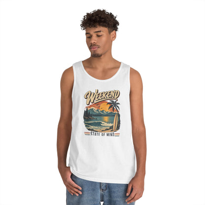 Weekend State of Mind Tank Top — Retro Beach Surf Sunset Graphic