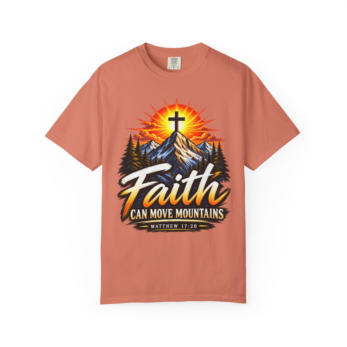 Faith Can Move Mountains T-Shirt | Christian Cross Mountain Graphic