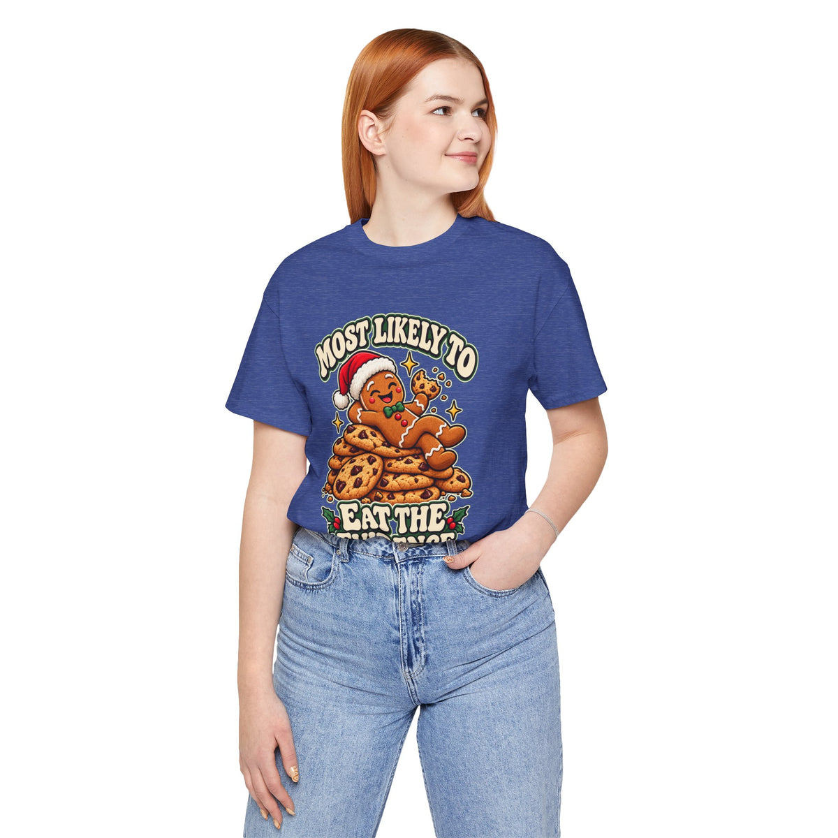 Funny Christmas Tee — "Most Likely to Eat the Evidence" Gingerbread Cookie Shirt