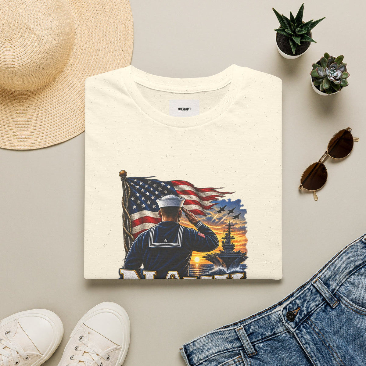 Navy Veteran Salute T‑Shirt – American Flag Military Tribute