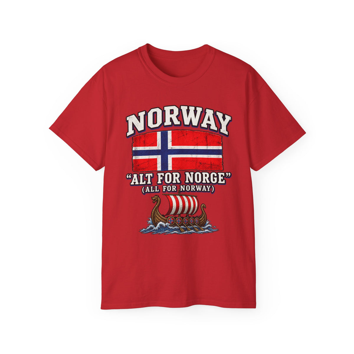 Norway Flag Viking Ship T‑Shirt — "Alt For Norge" Patriotic Tee