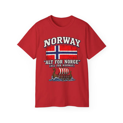 Norway Flag Viking Ship T‑Shirt — "Alt For Norge" Patriotic Tee