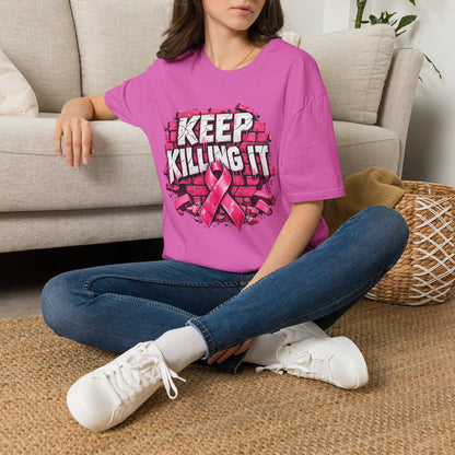 Keep Killing It pink ribbon T-Shirt | Breast Cancer Awareness, Motivational Graphic