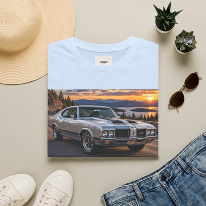 Classic Muscle Car Sunset T-Shirt — Vintage Oldsmobile Photo Tee