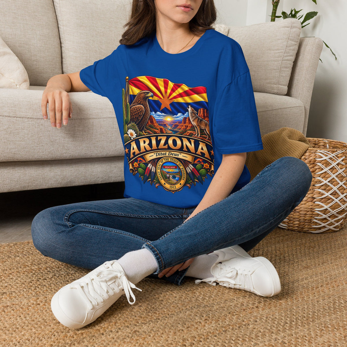 Arizona State T-Shirt — Desert Eagle & Coyote Flag Design