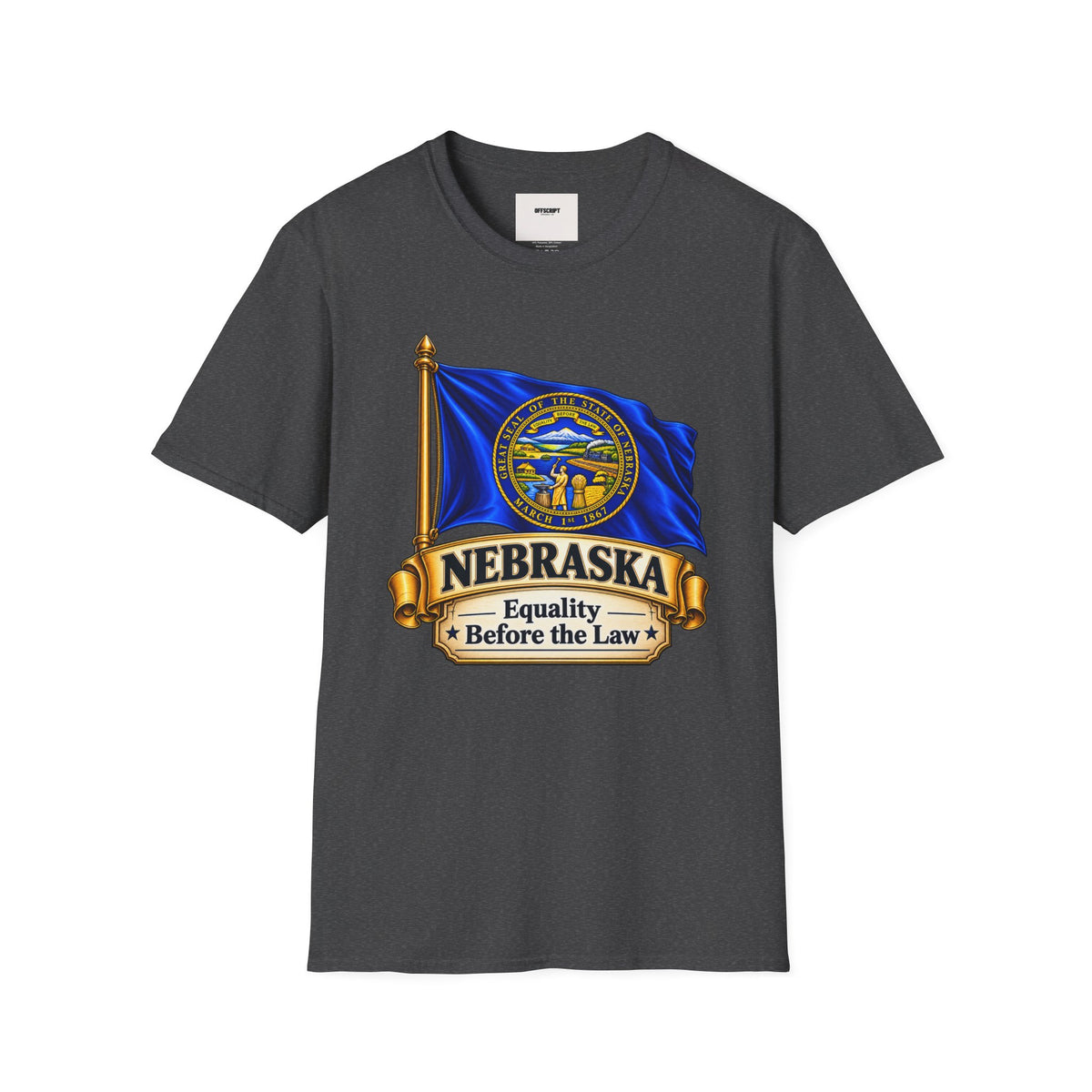 Nebraska State Flag T-Shirt — 'Equality Before the Law' Vintage Seal Tee