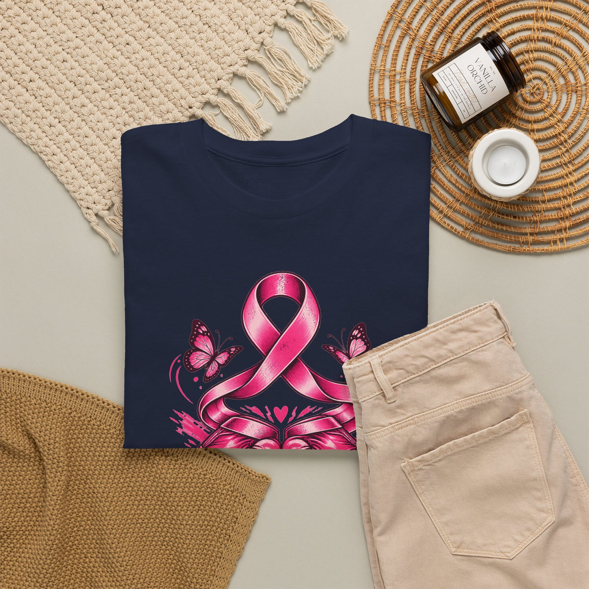 T-Shirt — Her Fight Our Strength Pink Ribbon Breast Cancer Awareness Tee