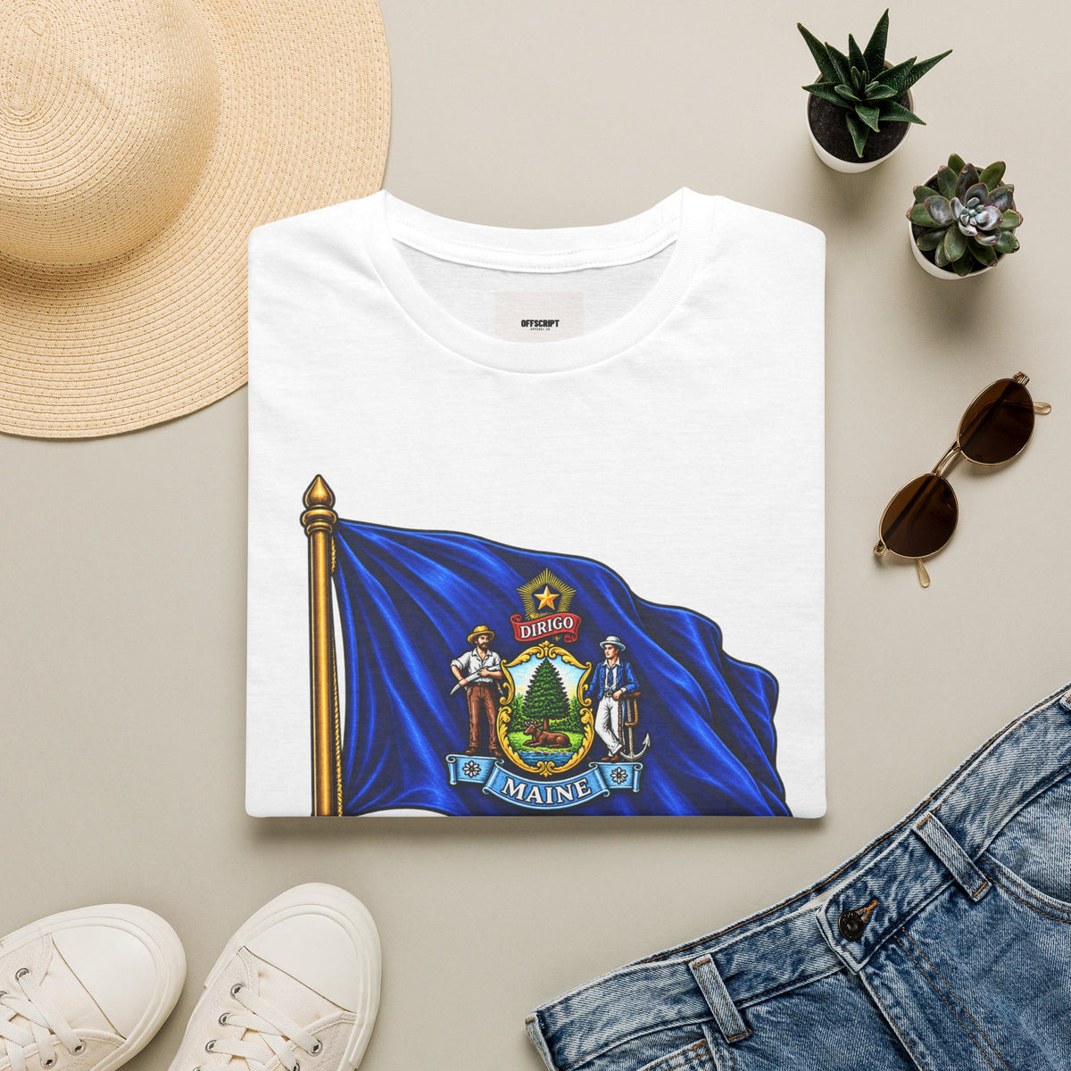 Maine State Flag T-Shirt — 'Dirigo (I Lead)' Vintage Flag Tee